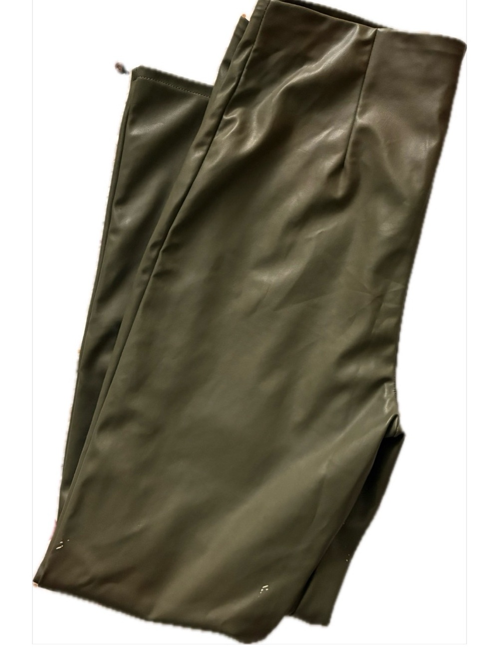 🍵 Faux Leather High-Rise Pants in Olive Green 🍵